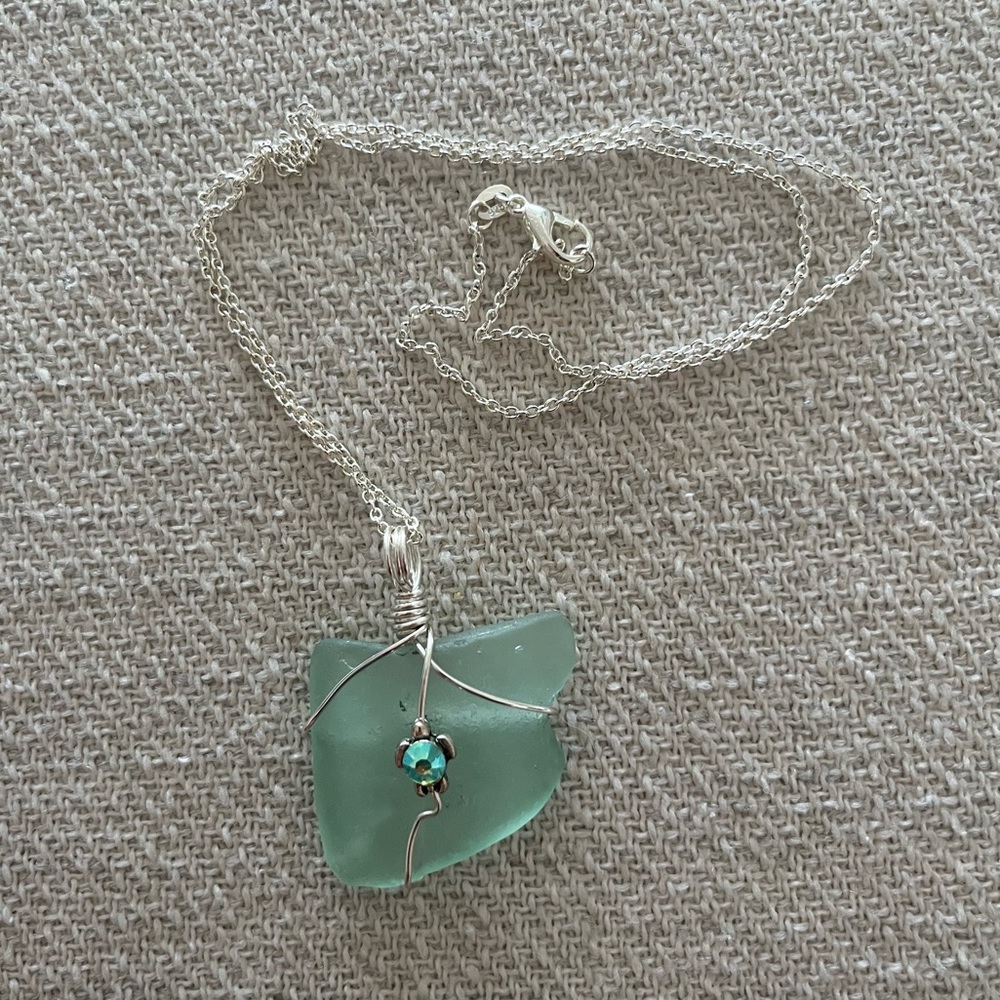 Turtle sea glass necklace